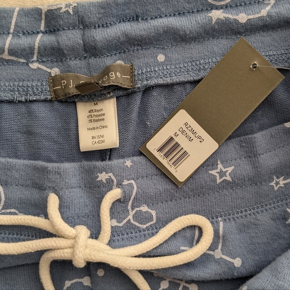 PJ Salvage Lounge Joggers Astrology Print Brushed Stretch Knit Blue White M NWT - Picture 12 of 13